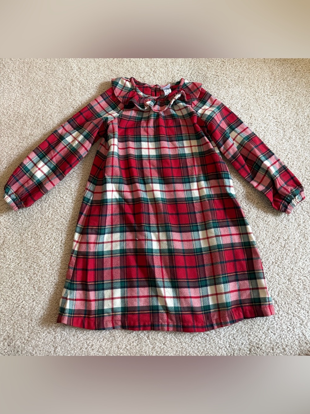 Hanna Andersson Red Plaid Ruffle-Trim Girls Nightgown
